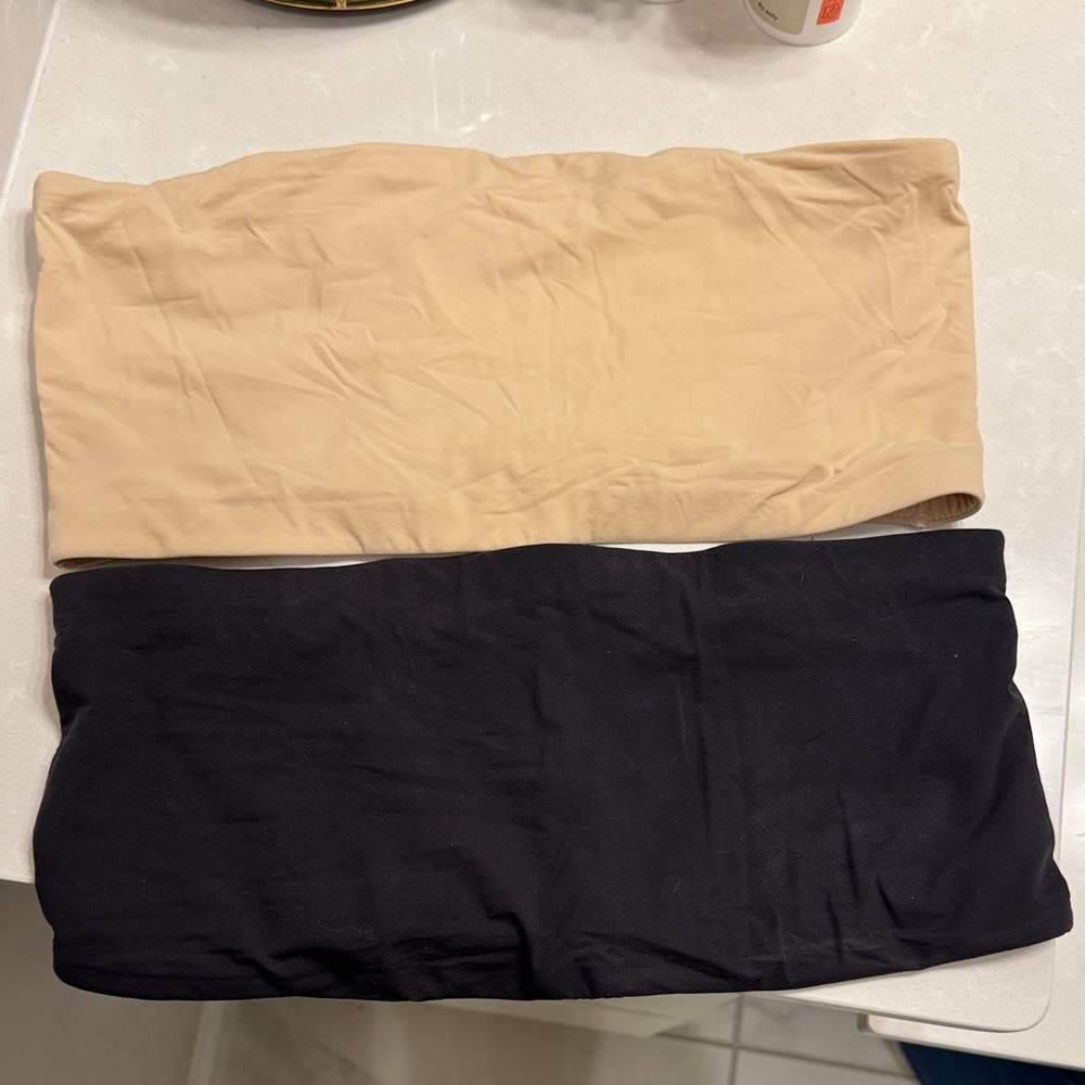 Skims Beige and Black Bandeau Bras